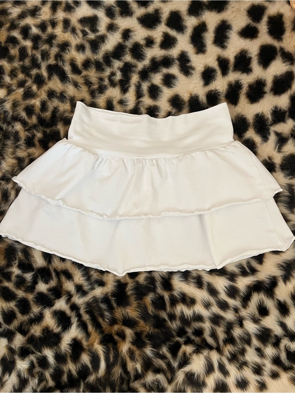 H&M White Tiered Ruffle Mini Skirt
